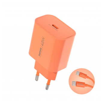 Kucni punjac REMAX Huiying CA10 GaN 40W sa kablom Type-C 65W narandzasti