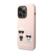 Maska Karl Lagerfeld and Choupette Liquid Silicone za iPhone 14 Pro Pink.