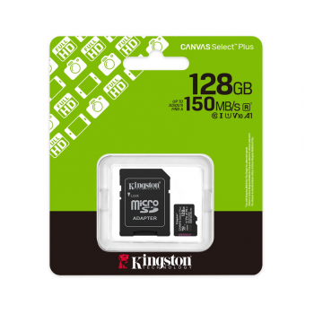 Micro SD kartica Kingston 128GB Canvas Select Plus Class 10 UHS-I U1 V10 A1 Read up to 150MB/s w/SD adapter