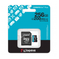 Micro SD kartica Kingston 256GB, Canvas Go! Plus, Class10 UHS-I U3 V30 A2, Read up to 200MB/160MB s, for 4K and FullHD video recording adapter