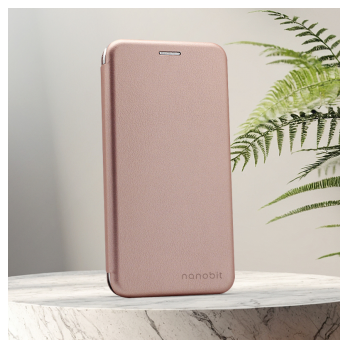 Maska na preklop Nanobit Coral Book za Honor 600/ 600 Pro roze zlatna