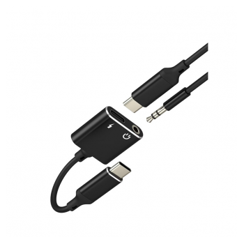Adapter Type-C na Type-C i 3,5mm (Audio) crni