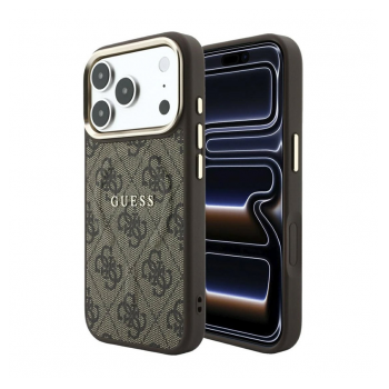 Maska Guess 4G Embossed Classic MagSafe za Samsung iPhone 17 Pro Max/ 18 Pro Max braon