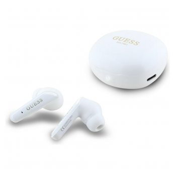 Bluetooth slusalice AirPhones Guess Flat Classic Logo Electroplated bela