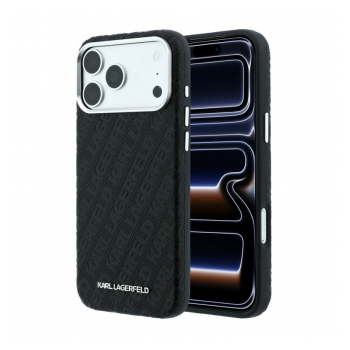 Maska Karl Lagerfeld Grained Allover Elongated Magsafe iPhone 17 Pro Max/ 18 Pro Max crna