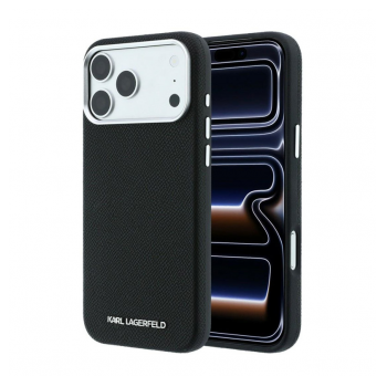 Maska Karl Lagerfeld Grained Elongated Magsafe iPhone 17 Pro/ 18 Pro crna