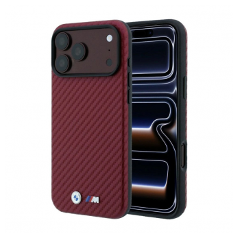 Maska BMW M Carbon Metal Logo Magsafe za iPhone 17 Pro Max/ 18 Pro Max bordo