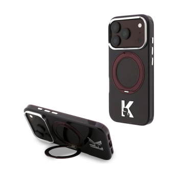 Maska Karl Lagerfeld IML Ring Stand 360 Kameo Metal Magsafe za iPhone 17 Pro/ 18 Pro burgundy