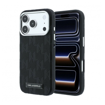 Maska Karl Lagerfeld Grained Mono Resin Logo Magsafe za iPhone 17 Pro/ 18 Pro crna