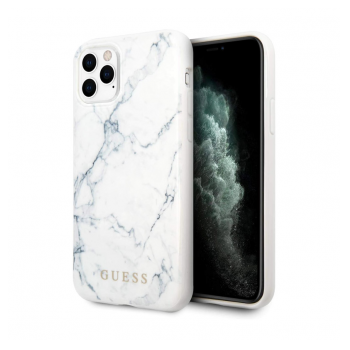 Maska Guess Faceplate Marble za iPhone 11 Pro Max bela.