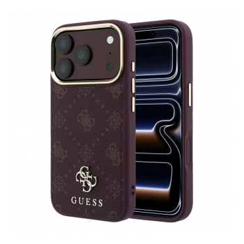 Maska Guess Peony 4G Small Logo MagSafe za iPhone 17 Pro/ 18 Pro burgundy