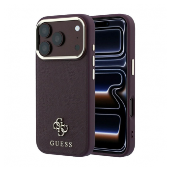 Maska Guess Saffiano Small 4G & Classic Logo MagSafe za iPhone 17 Pro / 17 Pro burgundy