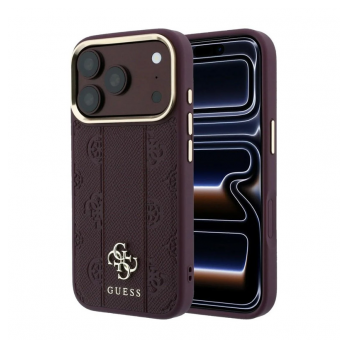 Maska Guess Stripe Peony 4G Logo MagSafe za iPhone 17 Pro Max / 18 Pro Max burgundy