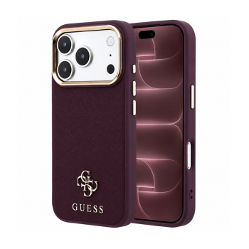 Maska Guess Saffiano Small 4G & Classic Logo MagSafe za iPhone 17 Pro Max/ 17 Pro Max burgundy