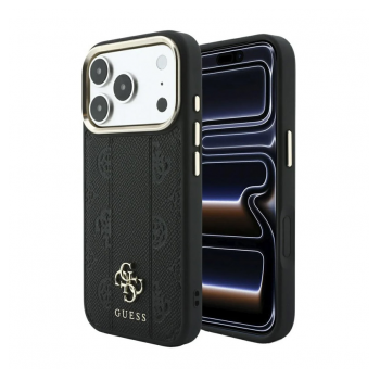 Maska Guess Stripe Peony 4G Logo MagSafe za iPhone 17 Pro Max / 18 Pro Max crna