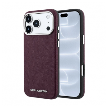 Maska Karl Lagerfeld Grained Elongated Logo MagSafe za iPhone 17 Pro/ 18 Pro burgundy